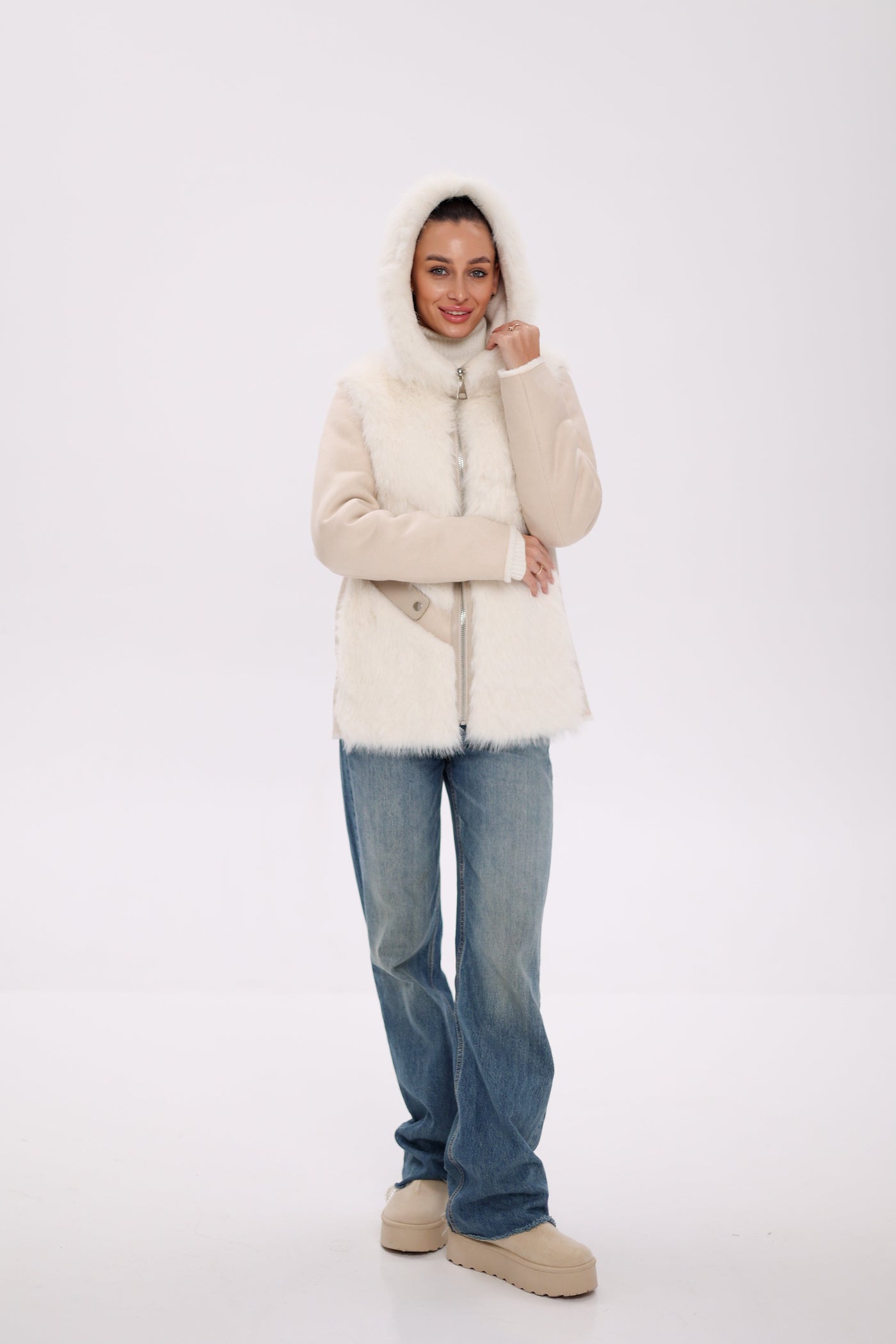 ⇆ Reversible Hooded Wool Blend Jacket