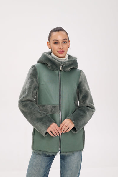 ⇆ Reversible Hooded Wool Blend Jacket