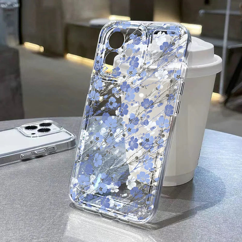 Flower Shockproof Soft Clear Cover For Girl Phone Case