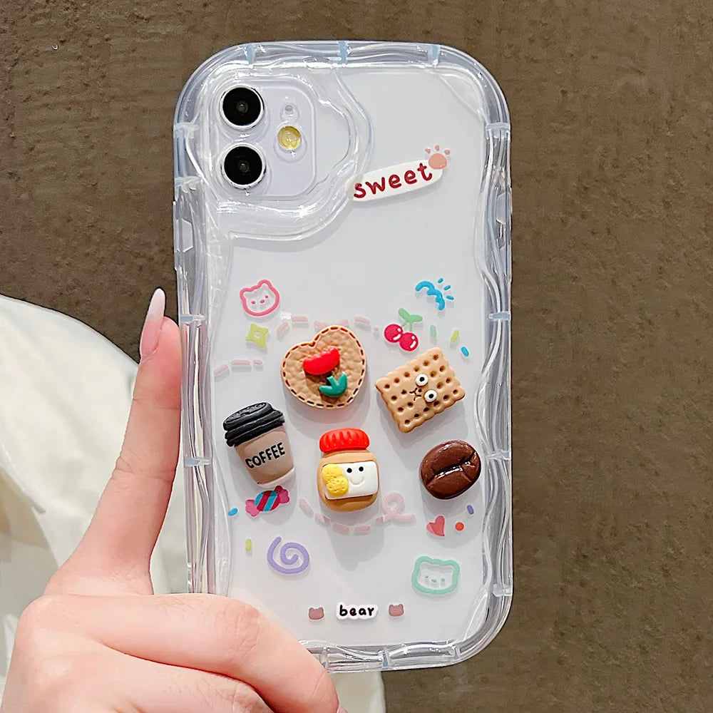 Korean Cute 3D Bear Coffee Phone Case