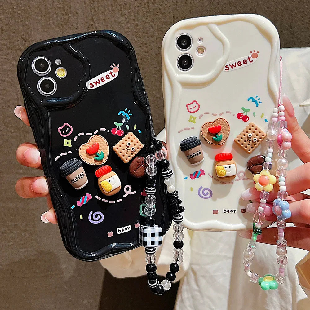 Korean Cute 3D Bear Coffee Phone Case