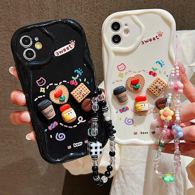 Korean Cute 3D Bear Coffee Phone Case