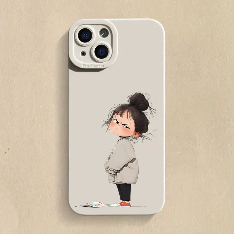 Cute Angry Little Girl Printed Silicone Phone Case