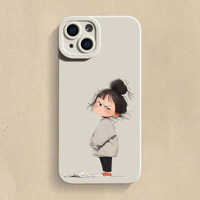 Cute Angry Little Girl Printed Silicone Phone Case