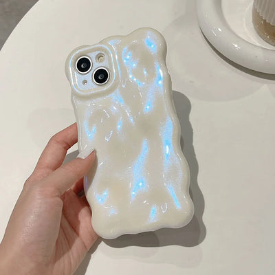 Japan Korea 3D Meteorite Pearl Cream White Soft IMD Phone Case