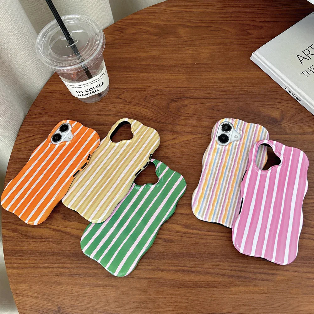 Fashion 2 in 1 Glossy Stripes Phone Case