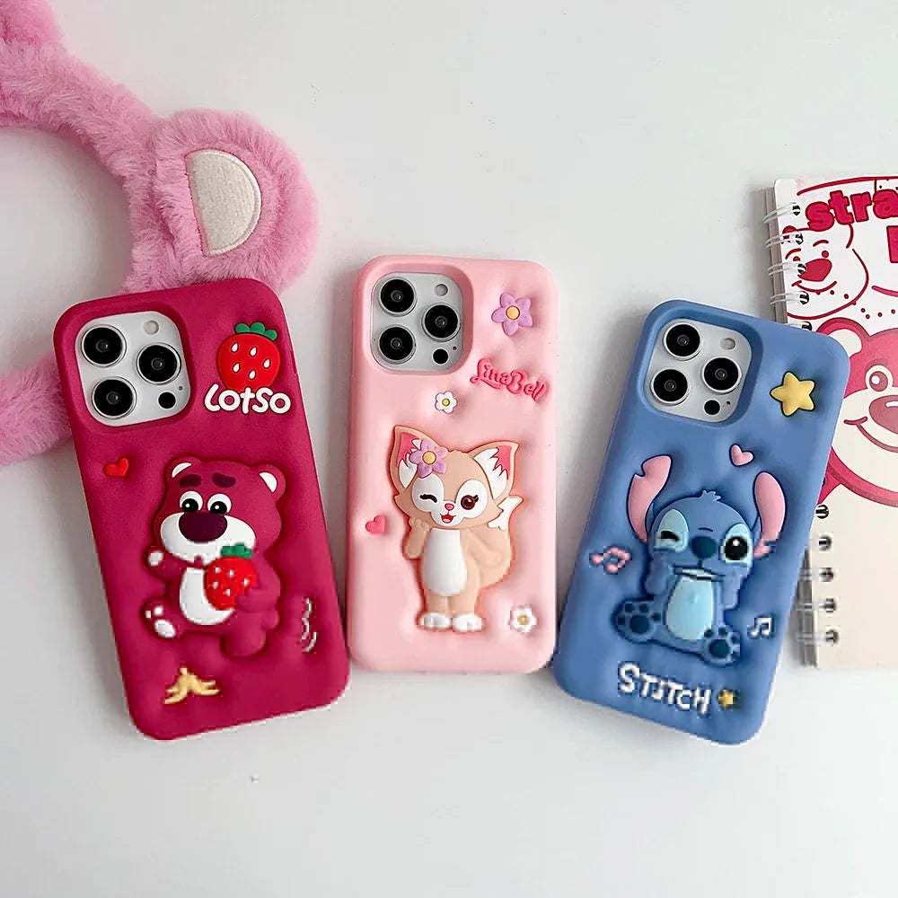 Kawaii Cartoon Berry Bear LinaBell Stitch Phone Case