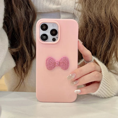 Luxury Bling Rhinestone Bow Pink Phone Case