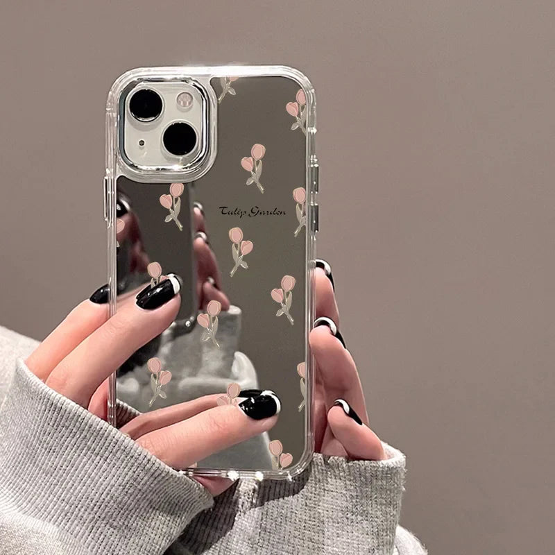 Cute Cherry Bow Mirror Phone Case