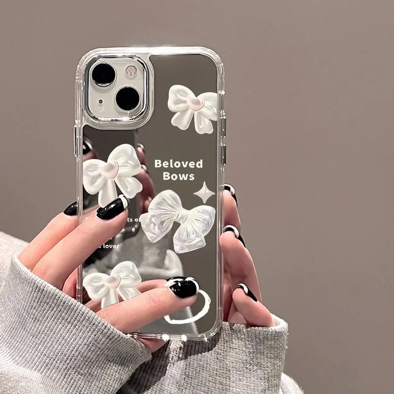 Cute Love Heart Bumper Soft Mirror Cover Phone Case