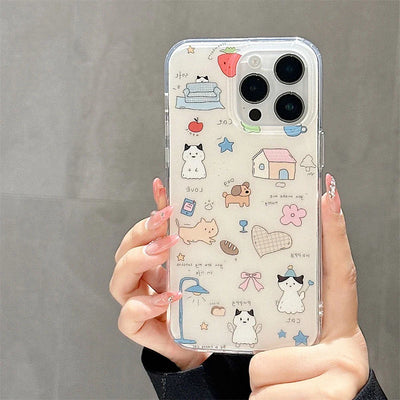 Ins Cute Line Cat Dog Phone Case