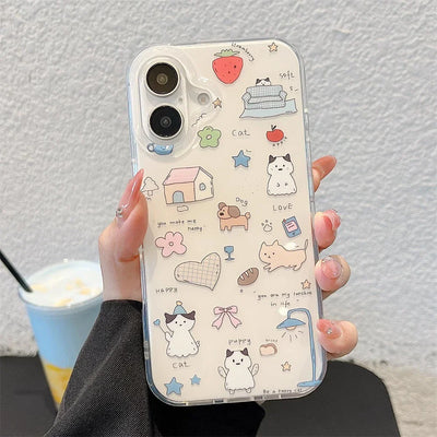 Ins Cute Line Cat Dog Phone Case