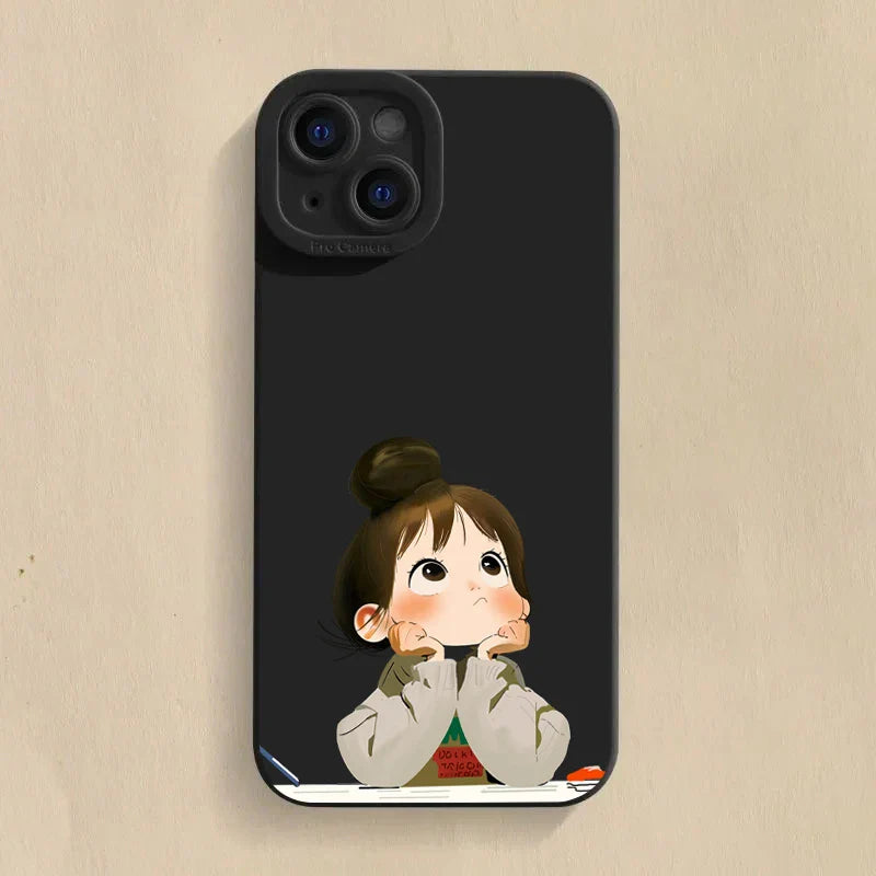Cute Angry Little Girl Printed Silicone Phone Case