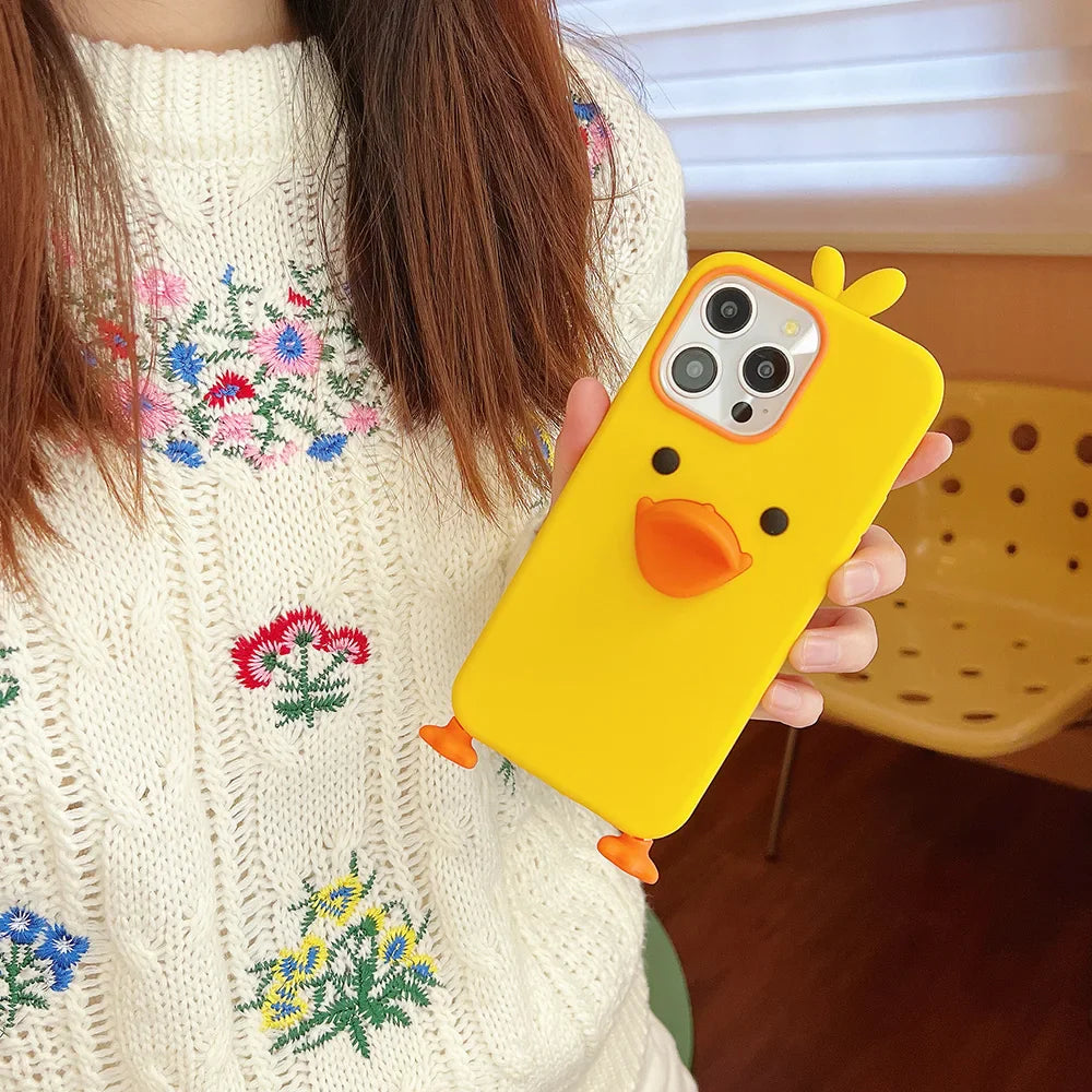 Cute Cartoon Yellow Duck Soft Silicone Phone Case