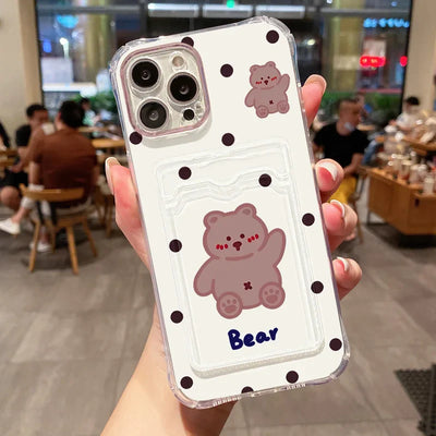 Cute Bear Soft Card Bag Transparent Cover Phone Case