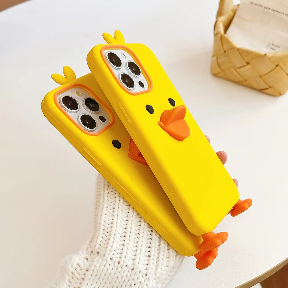 Cute Cartoon Yellow Duck Soft Silicone Phone Case