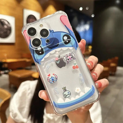 Cartoon Stitch Card Holder Slot Bag Wallet Phone Case