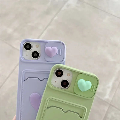 Simple Love Silicone Wallet Card Phone Case