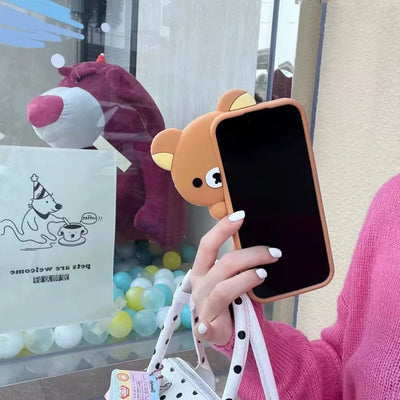 Funny 3D Cartoon Hide and Seek Rilakkuma Bear Phone Case