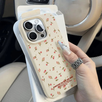 Cherry Leather Cute Heart Bow Cover Phone Case