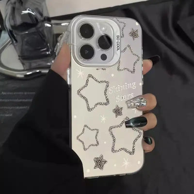 Fashion Stripe Pattern Lens Protect Plating Back Cover Fundas Phone Case
