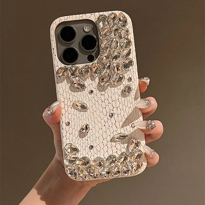 Snake-Print Skin Rhinestone Phone Case