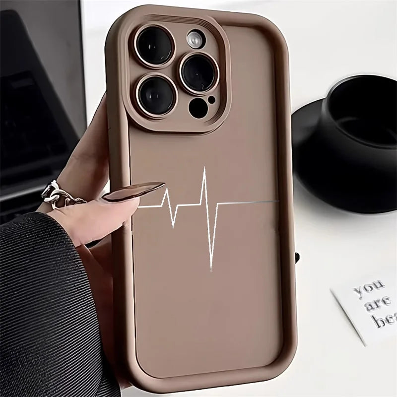 Line Soft Silicone Shockproof Matte Cover Phone Case