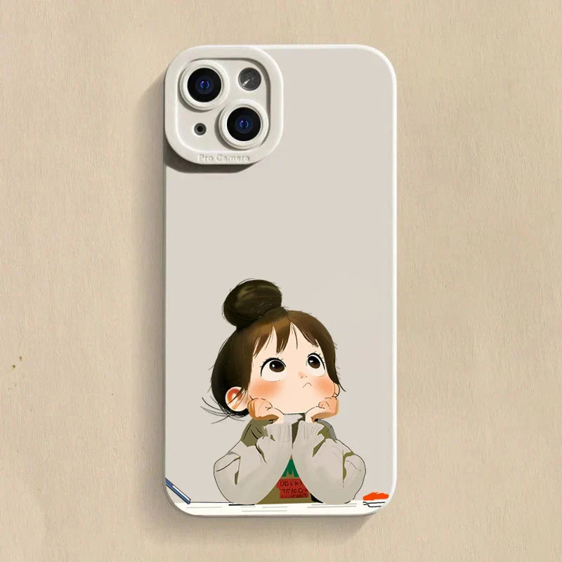 Cute Angry Little Girl Printed Silicone Phone Case