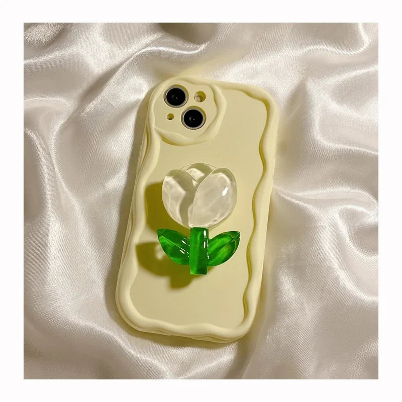New Candy Macaron Crystal Flower Holder Phone Case