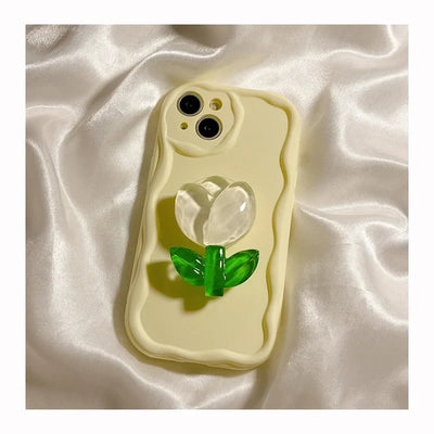 New Candy Macaron Crystal Flower Holder Phone Case