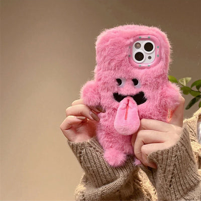 Cute Plush Magnetic Tongue-Sticking Little Monster Phone Case