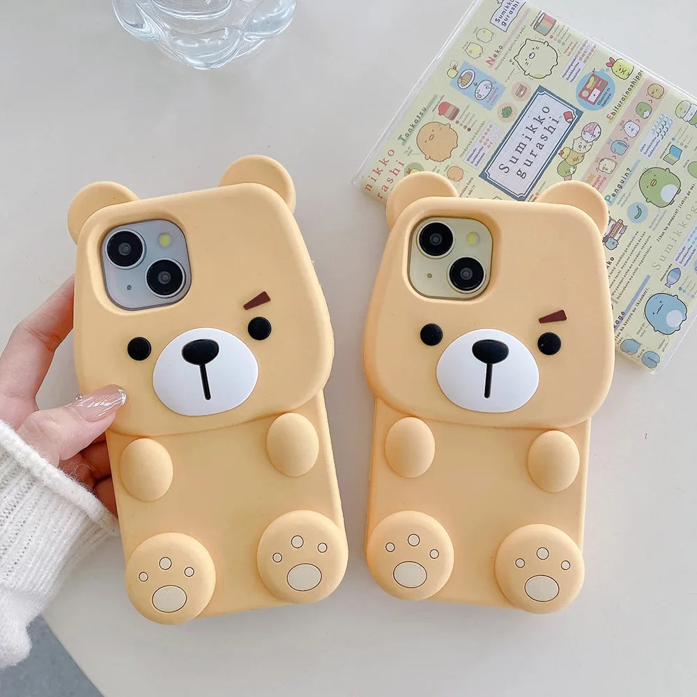 Cute 3D Cartoon Bear Soft Silicone Phone Case