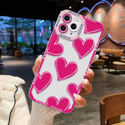 Love Heart Clear Protective Cover Phone Case
