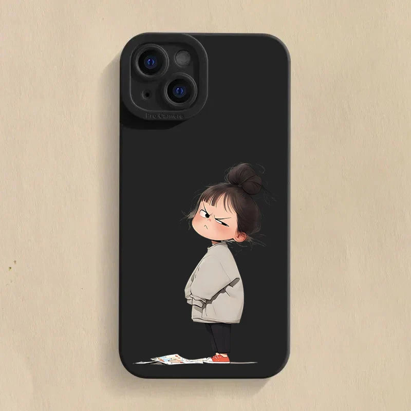 Cute Angry Little Girl Printed Silicone Phone Case