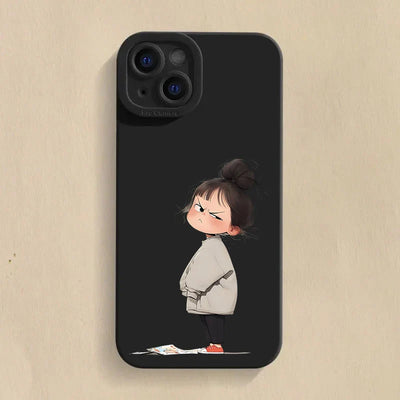 Cute Angry Little Girl Printed Silicone Phone Case