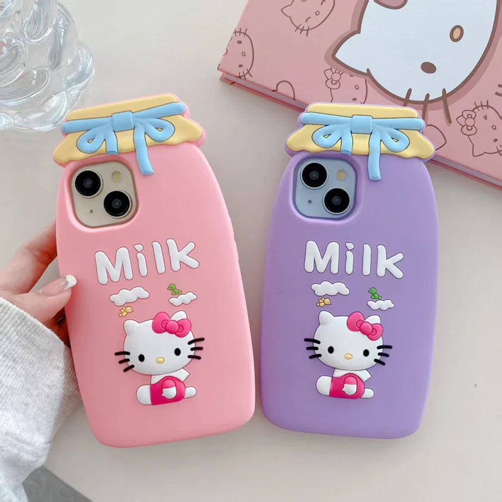 Cute Hello Kitty Milk Bottle Soft Silicone Phone Case