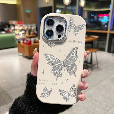 Cute Pink Bow Metal Lens Shockproof Bowknot Silicone Soft Back Cover Phone Case