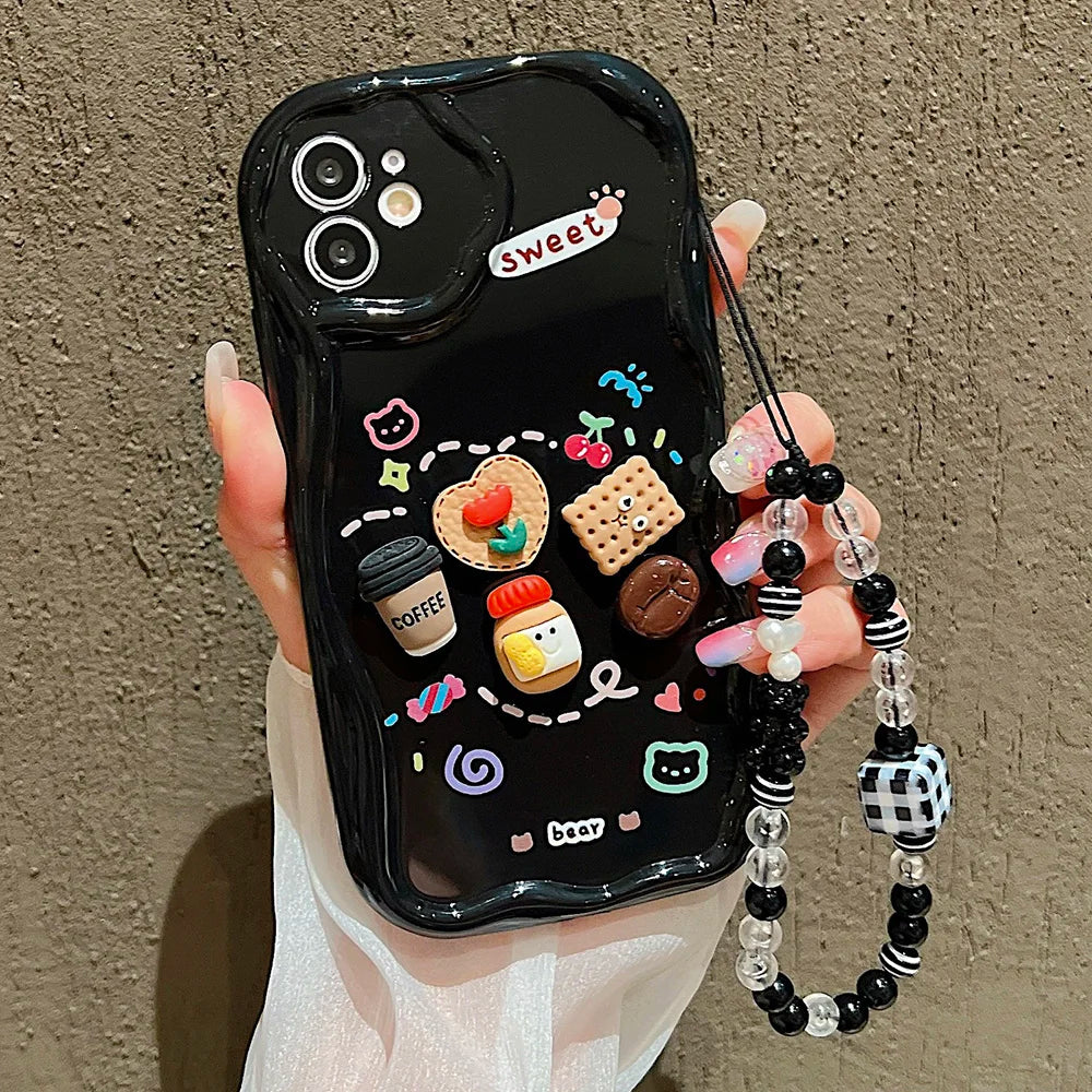 Korean Cute 3D Bear Coffee Phone Case