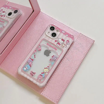 Cute Hello Kitty Kuromi Photo Card Holder Wallet Phone Case