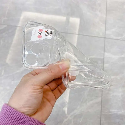 Cartoon Rabbit Bear Card Holder Slot Bag Clear Phone Case