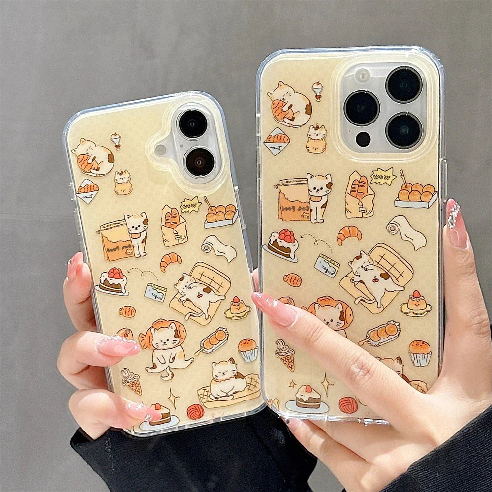 Ins Cute Line Cat Dog Phone Case