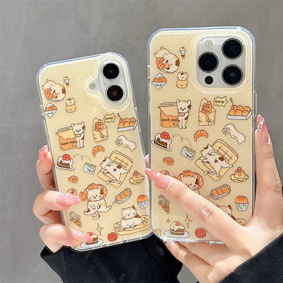 Ins Cute Line Cat Dog Phone Case