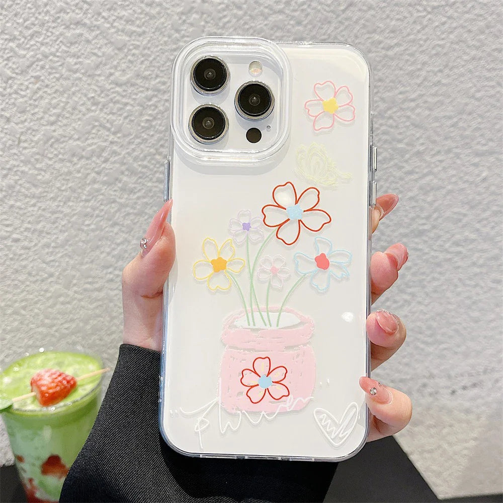 Ins Cute Line Cat Dog Phone Case
