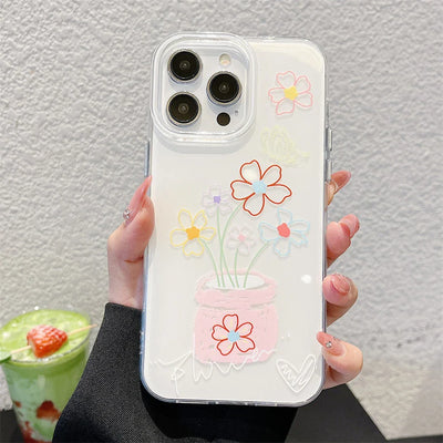 Ins Cute Line Cat Dog Phone Case