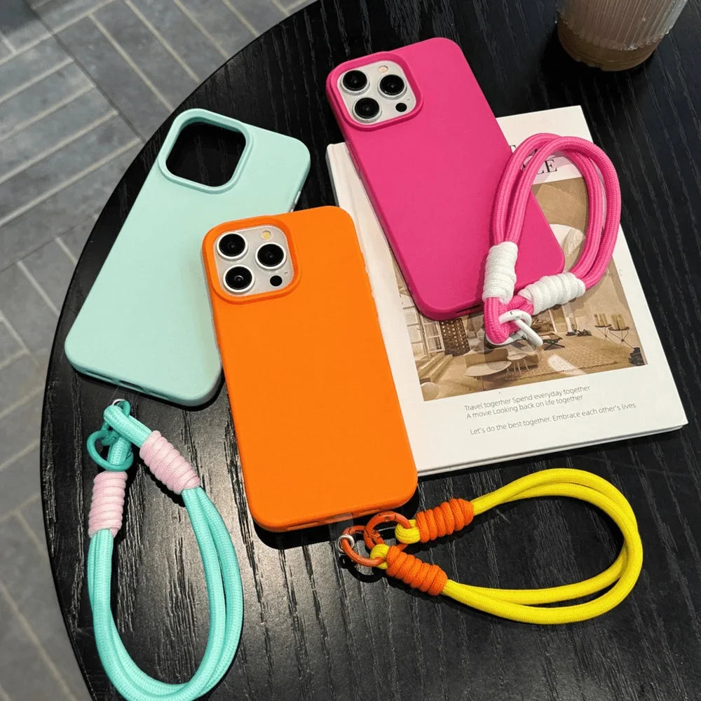 Luxury With Lanyard Litchi Lines Leather Phone Case