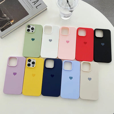Matte Candy Color Love Heart Soft TPU Phone Case