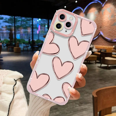 Love Heart Clear Protective Cover Phone Case