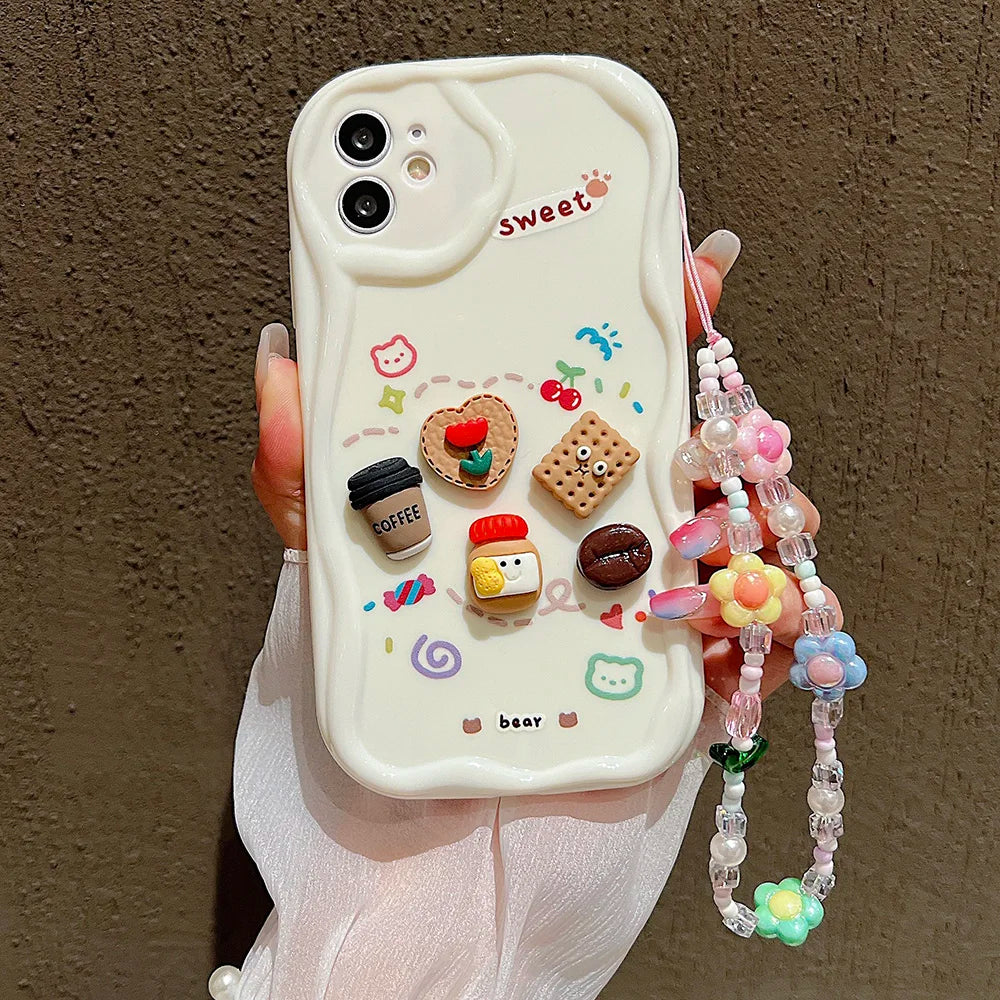 Korean Cute 3D Bear Coffee Phone Case
