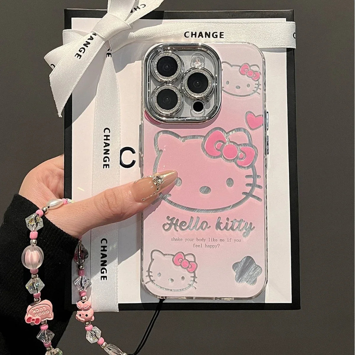 CuteThree dimensional sparkling diamond bow Hello Kitty Phone Case