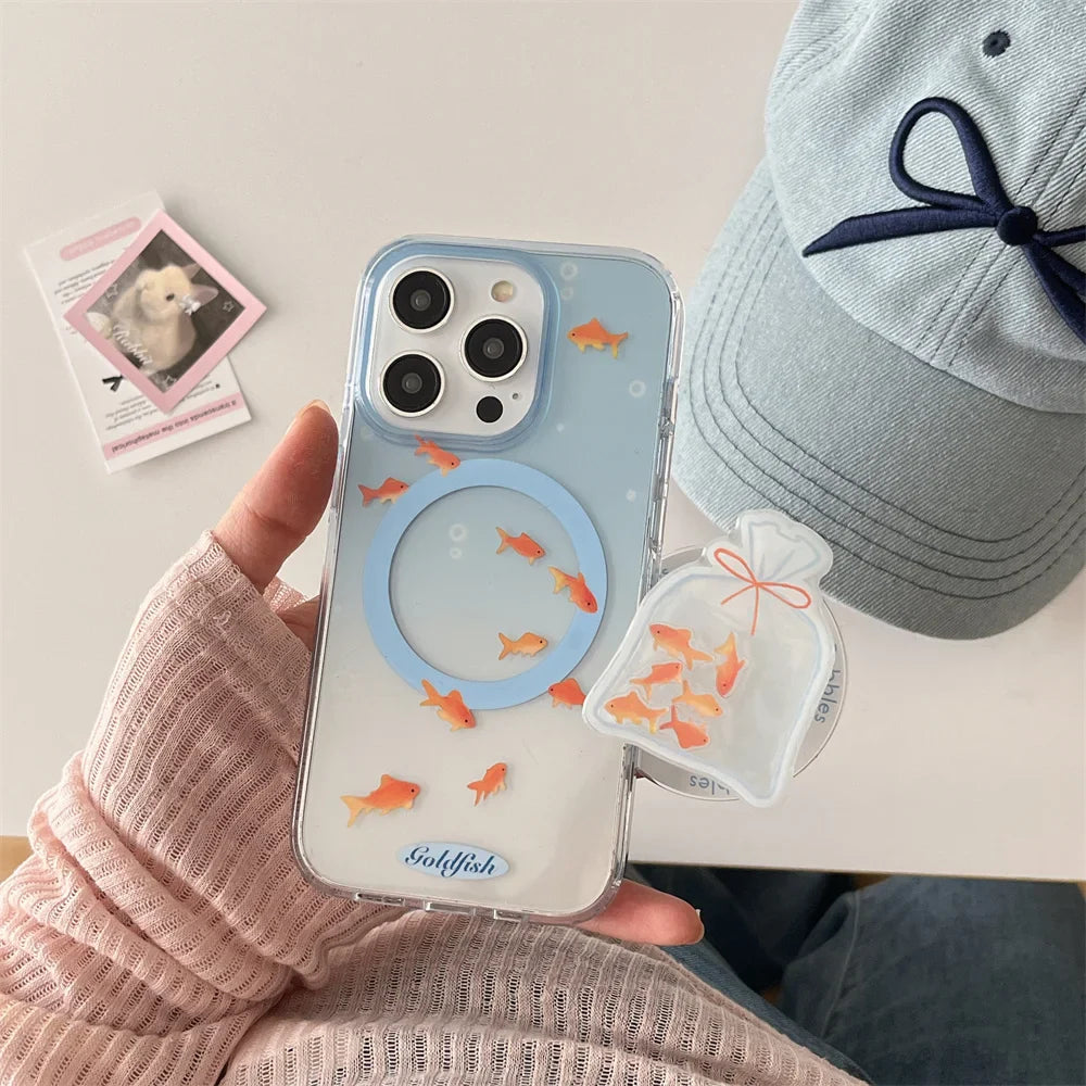 Cute Gradient Color fish Wireless Charge Phone Case